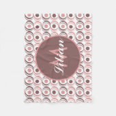 Retro Circular Earthy Tone Pink Mit Monogramm Fleecedecke (Vorderseite)