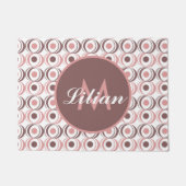 Retro Circular Earthy Tone Pink Mit Monogramm Fußmatte (Vorderseite)