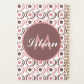 Retro Circular Earthy Tone Pink Mit Monogramm Planer (Rückseite)