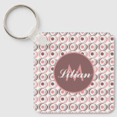 Retro Circular Earthy Tone Pink Mit Monogramm Schlüsselanhänger (Vorderseite)
