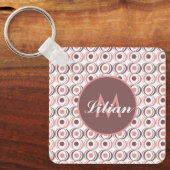 Retro Circular Earthy Tone Pink Mit Monogramm Schlüsselanhänger (Vorderseite)
