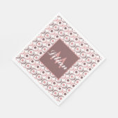 Retro Circular Earthy Tone Pink Mit Monogramm Serviette (Ecke)