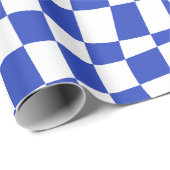 Retro Circus 70er Blau schachiges Muster Geschenkpapier (Rolleneckpunkt)