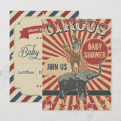 Retro Circus Baby Dusche Einladung (Vorne/Hinten)