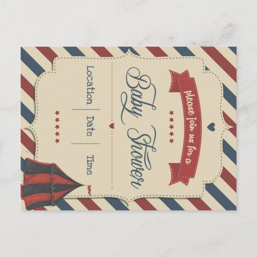 Retro Circus Baby Dusche Einladung (Rückseite)