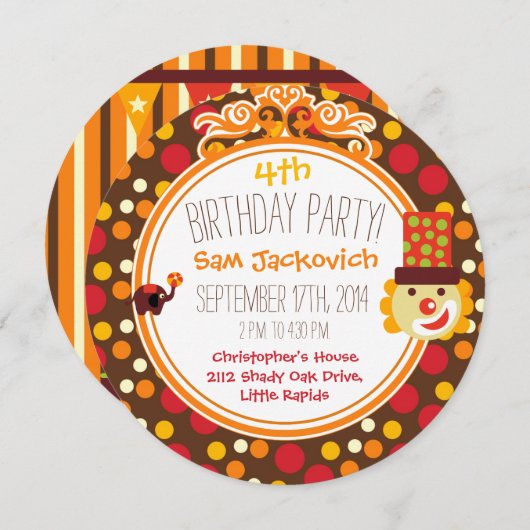 Retro Circus Birthday Circus Einladung (Vorne/Hinten)