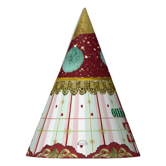 Retro Circus Carnival Hat - Teal Puff Partyhütchen (Links)