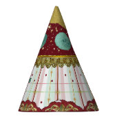 Retro Circus Carnival Hat - Teal Puff Partyhütchen (Rechts)