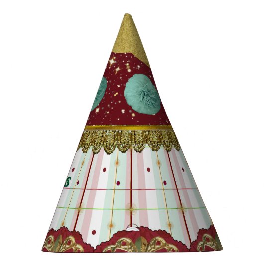 Retro Circus Carnival Hat - Teal Puff Partyhütchen (Rechts)