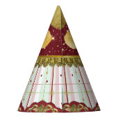 Retro Circus Carnival Party Hat - Yellow Puffs Partyhütchen (Rückseite)