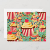 Retro Circus Cupcakes Postkarte (Vorne/Hinten)