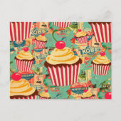 Retro Circus Cupcakes Postkarte (Vorderseite)
