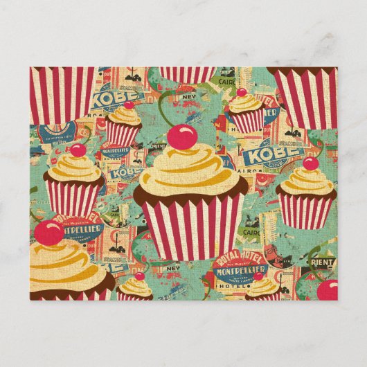 Retro Circus Cupcakes Postkarte (Vorderseite)
