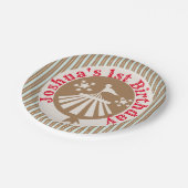 Retro Circus Karneval Party Geburtstag Tan Pappteller (Schrägansicht)