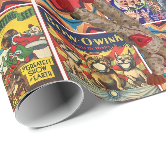 RETRO CIRCUS KINDERGESCHENKE WRAP WRAPPING PAPIER GESCHENKPAPIER (Rolleneckpunkt)