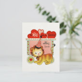 Retro-Circus lion Valentine des Kindes Postkarte (Stehend Vorderseite)