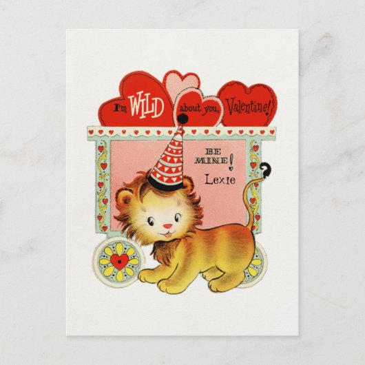 Retro-Circus lion Valentine des Kindes Postkarte (Vorderseite)