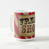 Retro Circus Poster Freak Show Kaffeetasse (Vorderseite Links)