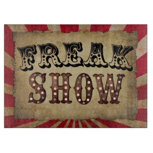 Retro Circus Poster Freak Show Schneidebrett (Vorderseite)