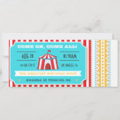 Retro Circus Ticket Kindergeburtstag Party Einladung (Vorderseite)