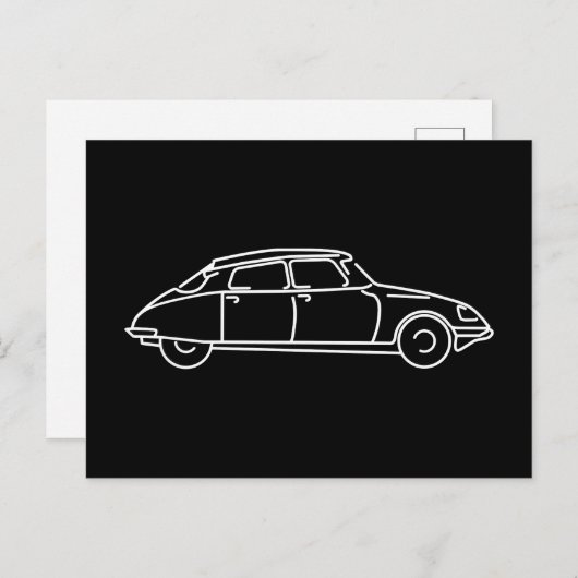 Retro Citroen DS 19 der Haifisch T-Shirt Postkarte (Vorne/Hinten)