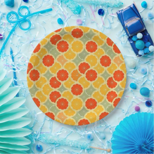 Retro Citrus Frucht fröhlich Pappteller (Party)