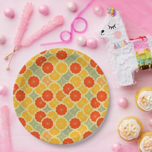 Retro Citrus Frucht fröhlich Pappteller (Party)