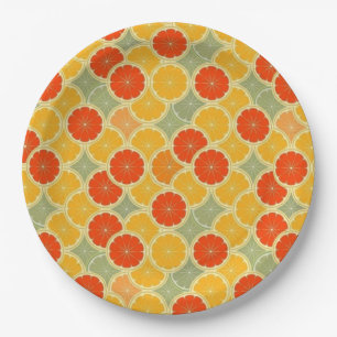 Retro Citrus Frucht fröhlich Pappteller