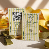 Retro Citrus Green Bow Logo QR Thank You Order Visitenkarte