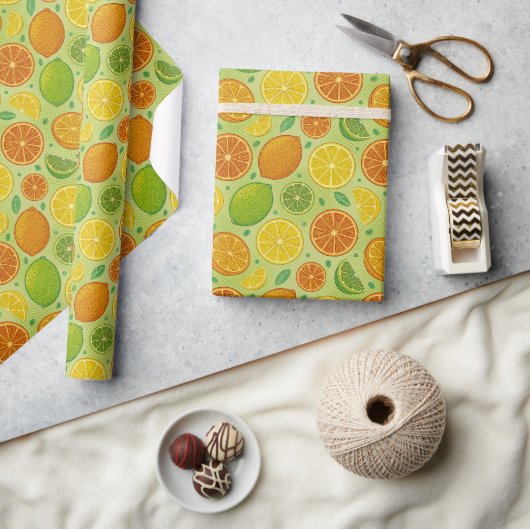 Retro-Citrus-Pop-Art-Geschenkpapier Geschenkpapier (Kunsthandwerk)