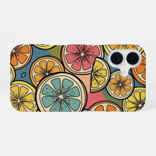 Retro Citrus Slice iPhone 16 Hülle (Rückseite (Horizontal))