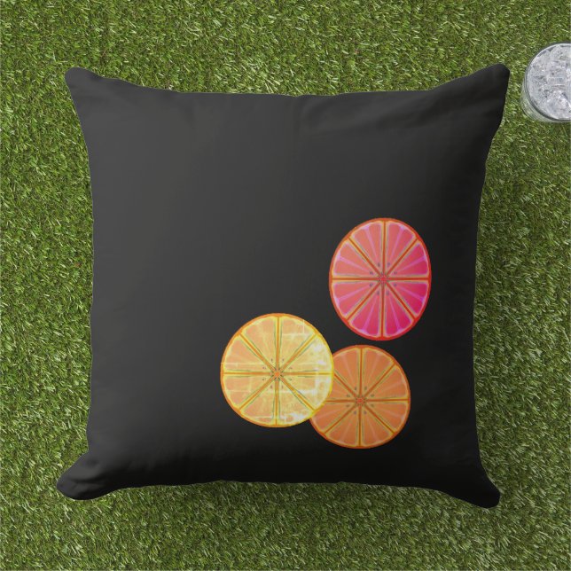 Retro Citrus Slices Throw Kissen (Gras)