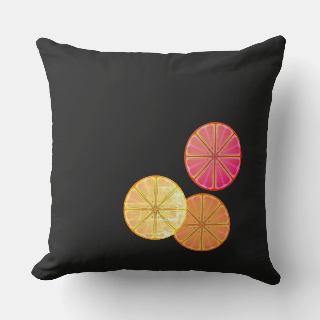 Retro Citrus Slices Throw Kissen (Vorderseite)