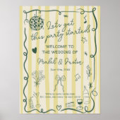 Retro Citrus Yellow Hand drawn Wedding Welcome Poster (Vorne)