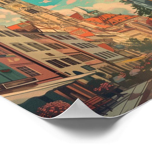 Retro City München Deutschland Poster (Ecke)