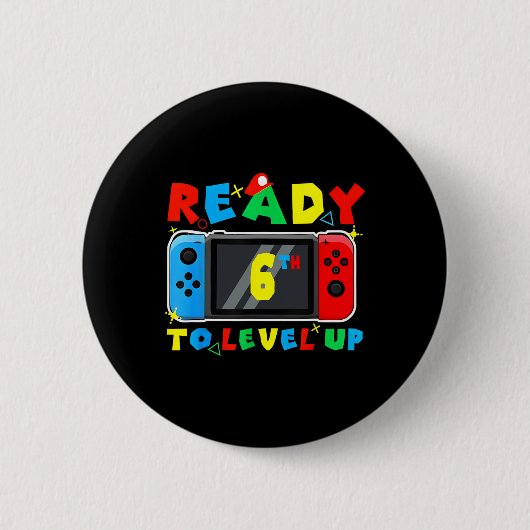 Retro Ck To School 6th Bereit Zum Levelaufstieg Ga Button (Vorderseite)