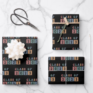 Retro Class of 2023 School Uni-Abschluss Gift Geschenkpapier Set