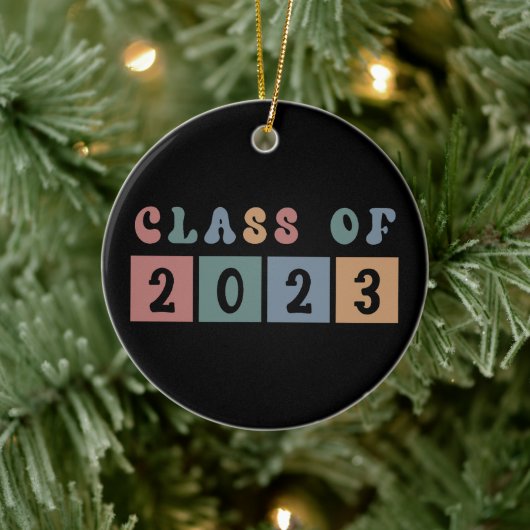 Retro Class of 2023 School Uni-Abschluss Gift Keramik Ornament (Baum)