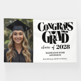 Retro Class of Congrats Graduation Black  Banner