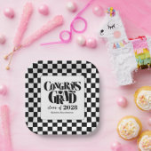 Retro Class of Congrats Graduation Black  Pappteller (Party)