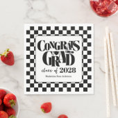 Retro Class of Congrats Graduation Black  Serviette (Beispiel)