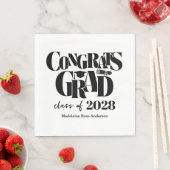 Retro Class of Congrats Graduation Black  Serviette (Beispiel)
