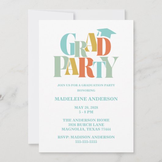 Retro Class of Congrats Graduation Einladung (Vorderseite)