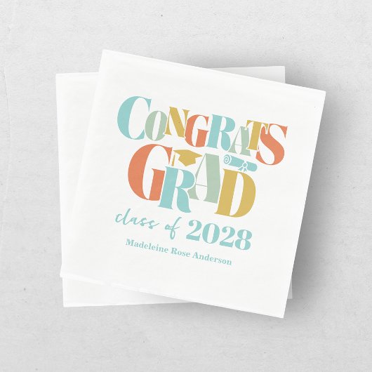 Retro Class of Congrats Graduation   Serviette