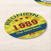 Retro Class-Wiedersehen mit Stars hinzufügen Runder Pappuntersetzer (Angewinkelt)