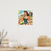 Retro Classic Beach Button Up Poster (Küche)