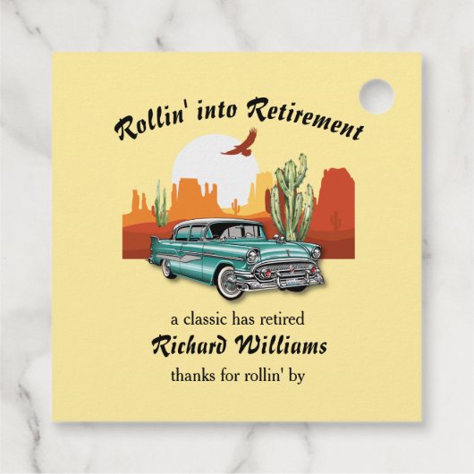 Retro Classic Blue Car Wüste Geschenkanhänger (Rückseite)