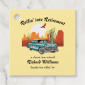 Retro Classic Blue Car Wüste Geschenkanhänger (Vorderseite)