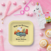 Retro Classic Blue Car Wüste Pappteller (Party)