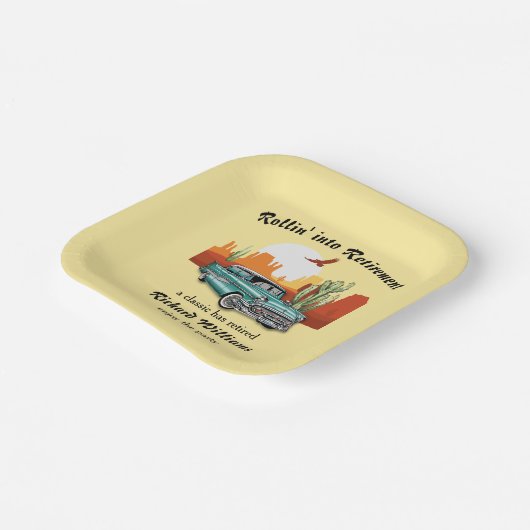 Retro Classic Blue Car Wüste Pappteller (Gewinkelt)